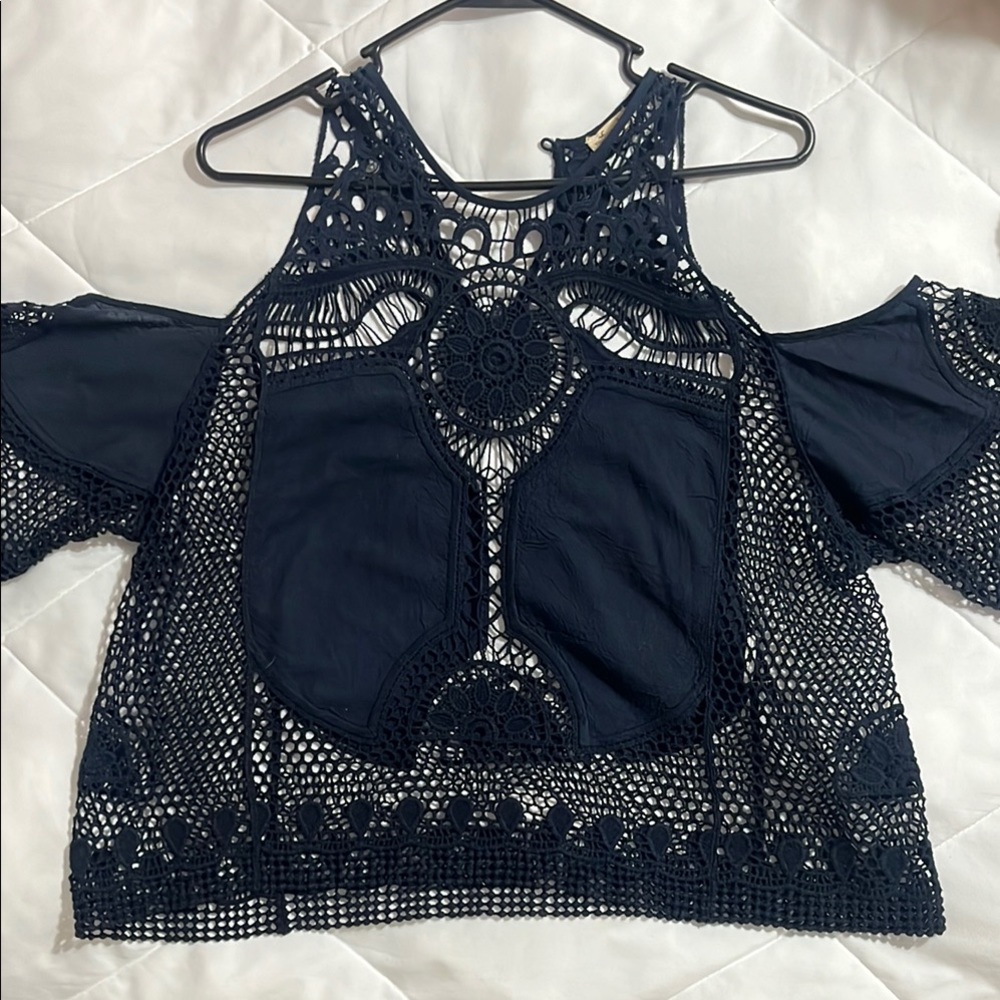 Hollister Crochet Cold Shoulder Top